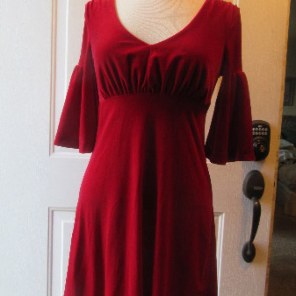 Deep Red Stretch Velvet Old Navy Dress Size Small